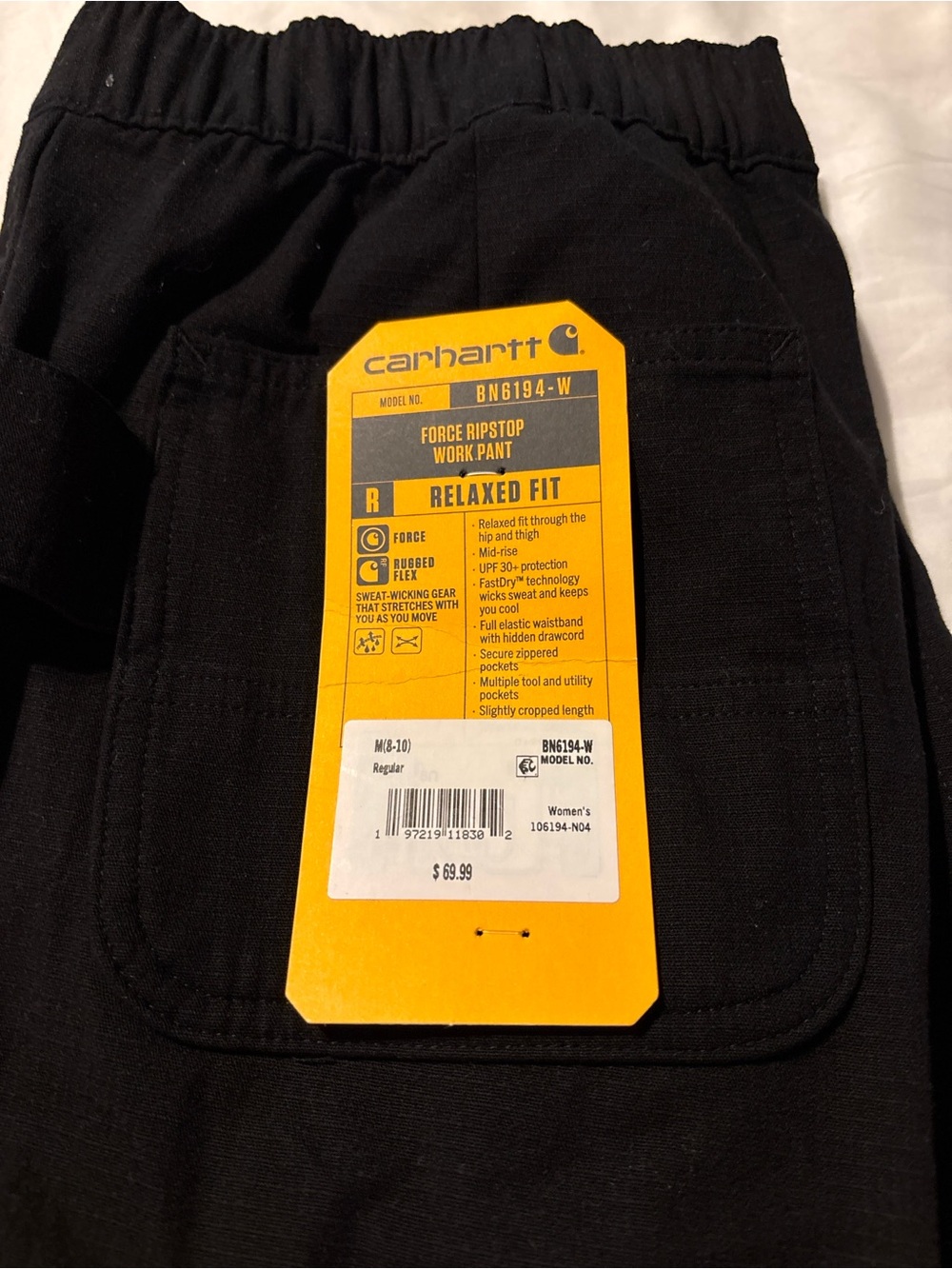 NWT Carhartt Force Ripstop Work Pants Women's Medium Black Relaxed Fit Utility - Picture 3 of 6
